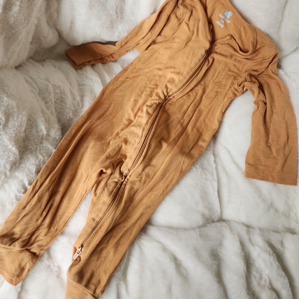 cloud island Baby Zip-Up Footed Onesie - Mustard Orange